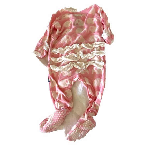 Kickee Pants pink elephant one piece 0-3 months - Picture 2 of 11